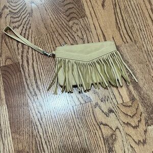 Express Nude Fringe Wristlet Clutch